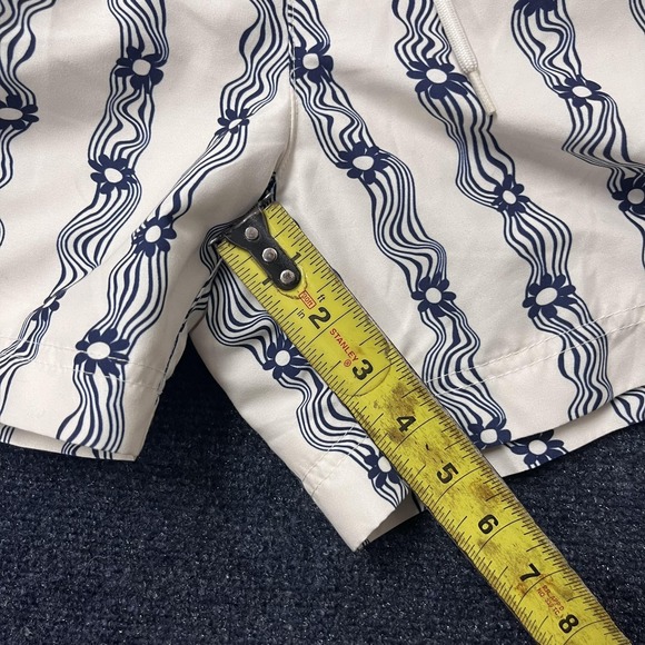 PacSun Swim Trunks Mens‎ XL Blue White Wavy Stripe Floral Lined Shorts Beach - Picture 9 of 11